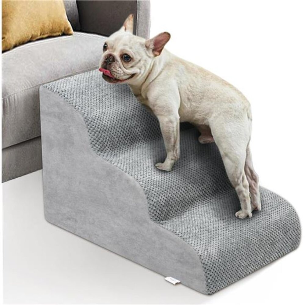 Dog Stairs for Small Dogs - High Density Foam Dog Ramp, Extra Wide Pet Steps
